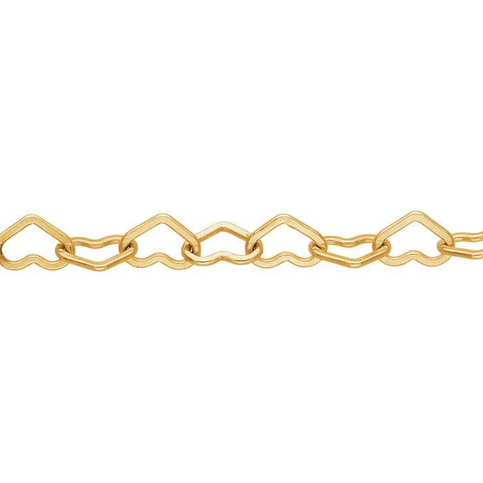 14/20 Yellow Gold-Filled 3mm Flat Heart Link Cable Chain, By the Foot