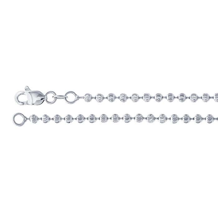 14K 화이트 골드 2.5mm 문컷 비드 체인