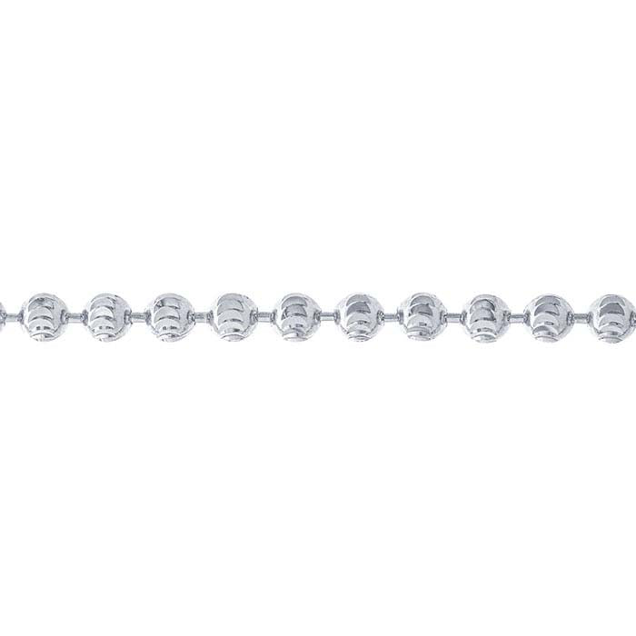 14K 화이트 골드 2.5mm 문컷 비드 체인