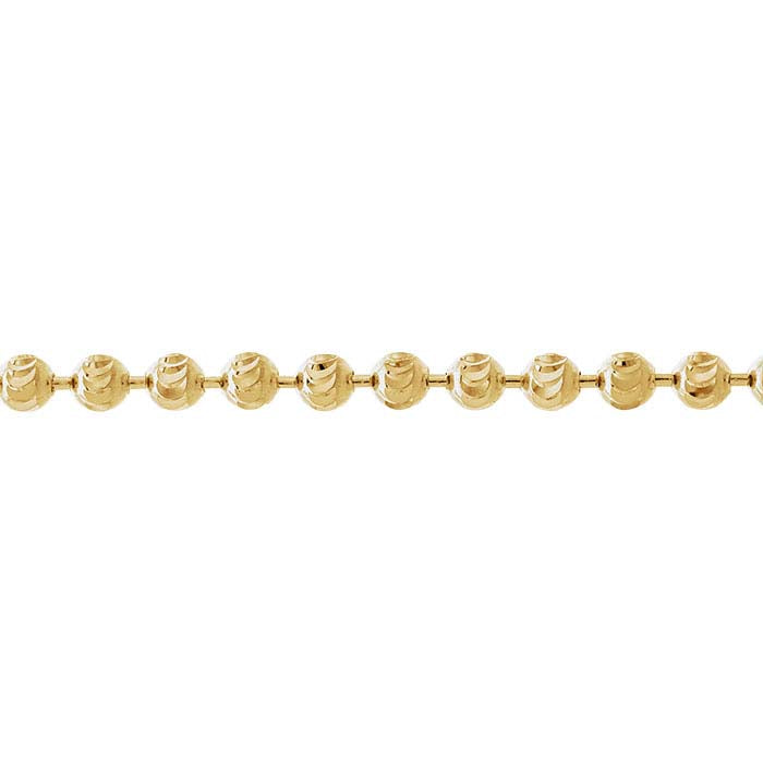 14K Yellow Gold 2.5mm Moon-Cut Bead Chain