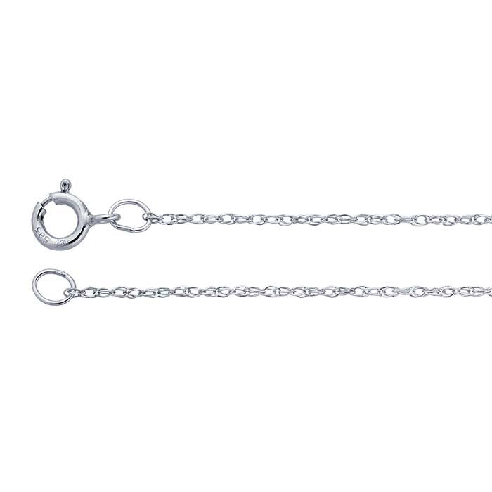 14K White Gold Open Heart Necklace
