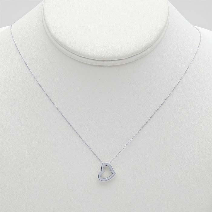14K White Gold Open Heart Necklace