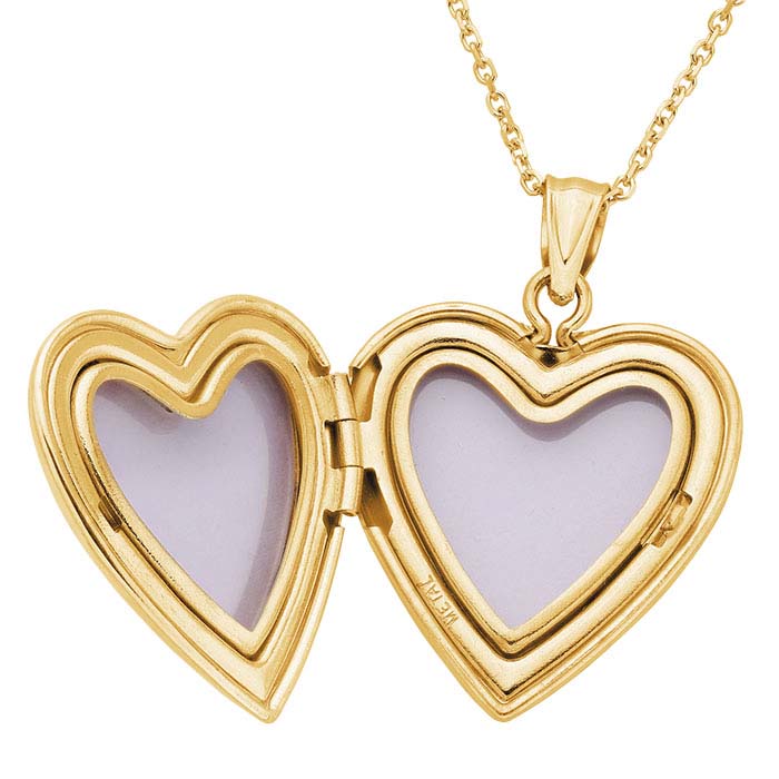 14K Yellow Gold Diamond-Set Heart Locket Necklace