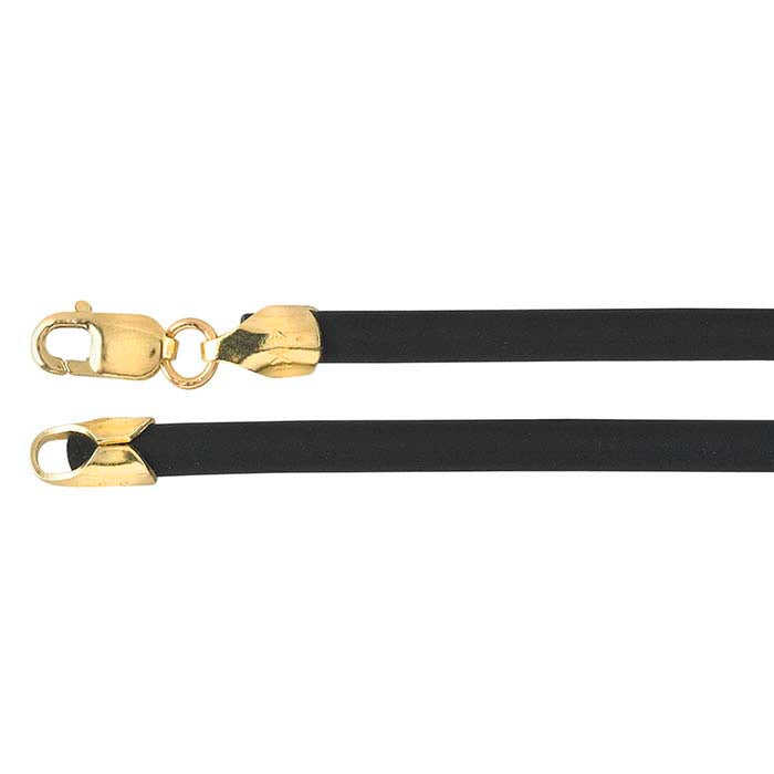 Black Rubber 3mm Cord Necklace with 14K Yellow Gold Clasp