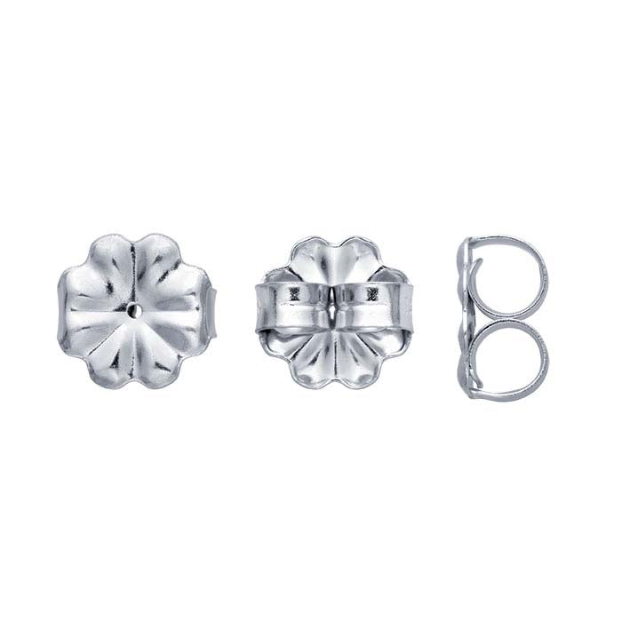 14K White Gold Rhodium-Plated 9mm dia. Medium-Weight Friction Ear Nut