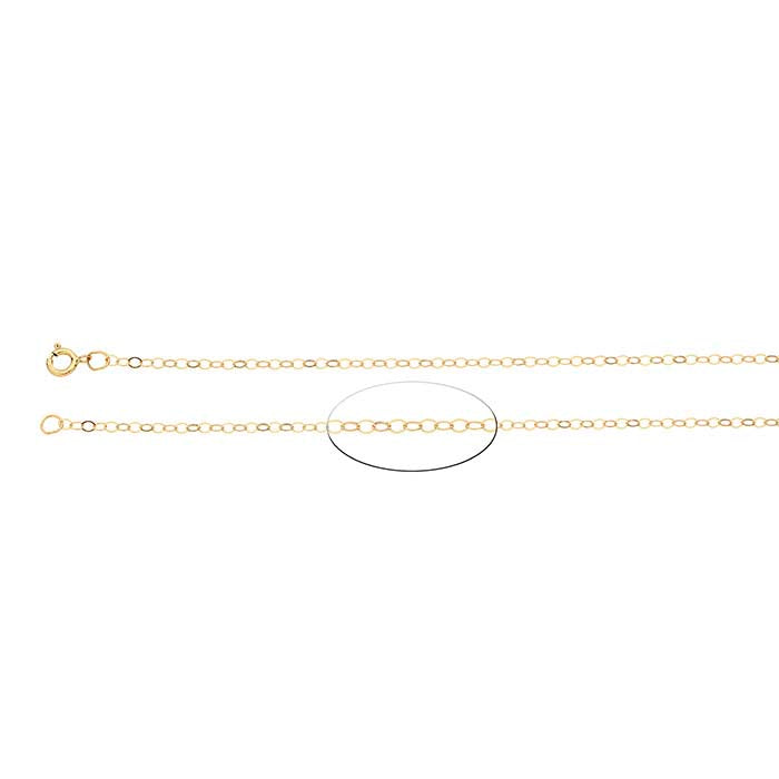 14K Yellow Gold 1.5mm Flat Oval Cable Chain