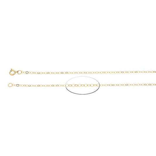 14K Yellow Gold 1.5mm Flat Oval Cable Chain