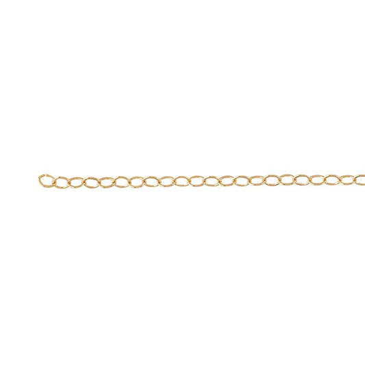 14K Yellow Gold 1.5mm Flat Oval Cable Chain, By the Inch