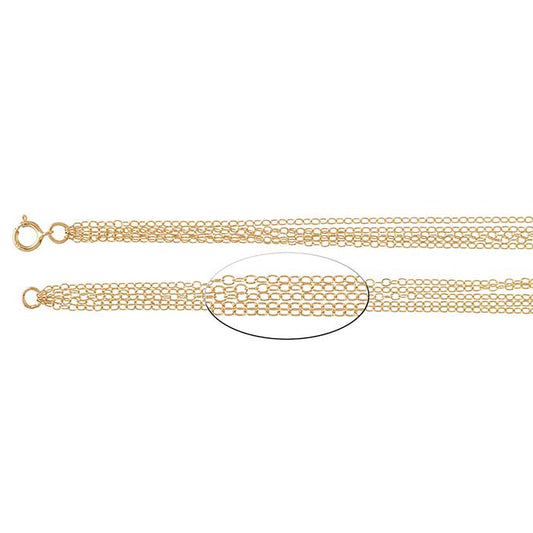 14K Gult Guld 1,5 mm 5-Strängad Oval Kabelkedja
