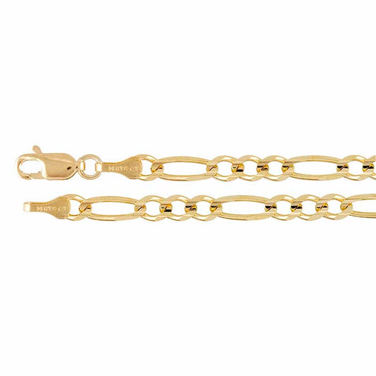 14K Yellow Gold 3.8mm Diamond-Cut Figaro Chain