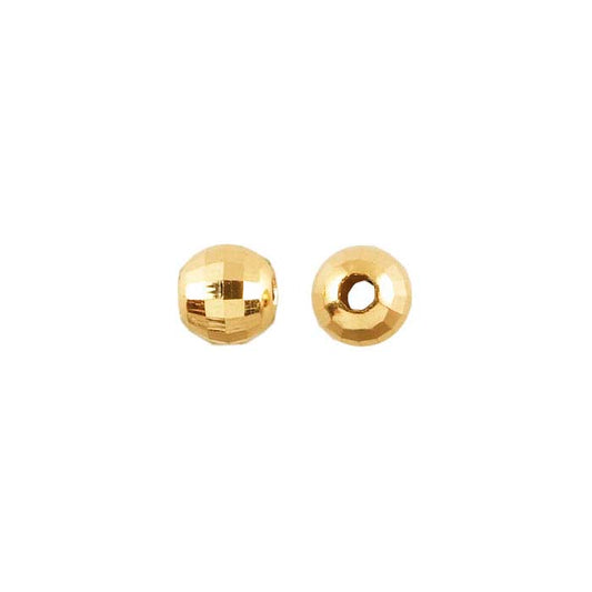 14K Gult Guld 2mm Rund Diamantskuren Spegelpärla