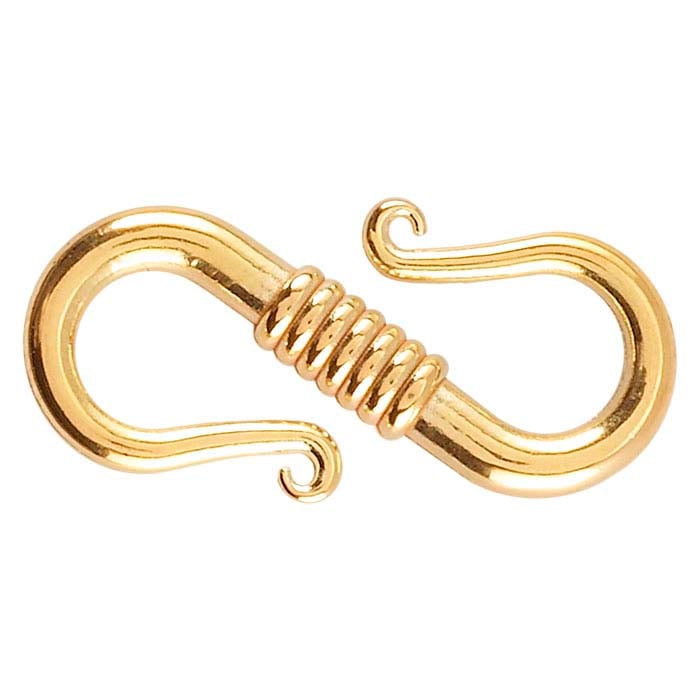18K Yellow Gold 15 x 6mm Coil S-Hook Clasp