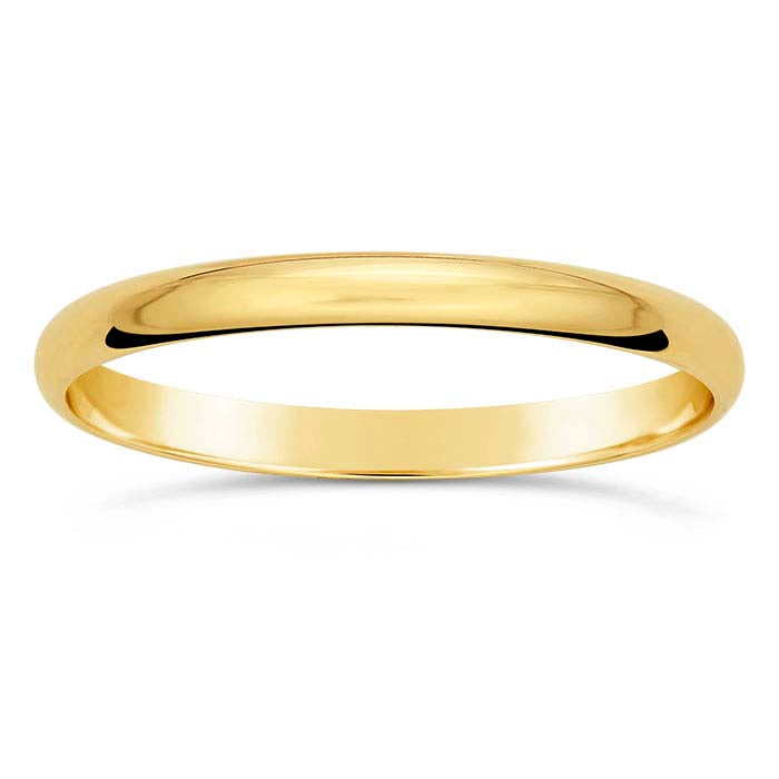 Nordt 14K gult guld 2 mm lätt halvrund vigselring