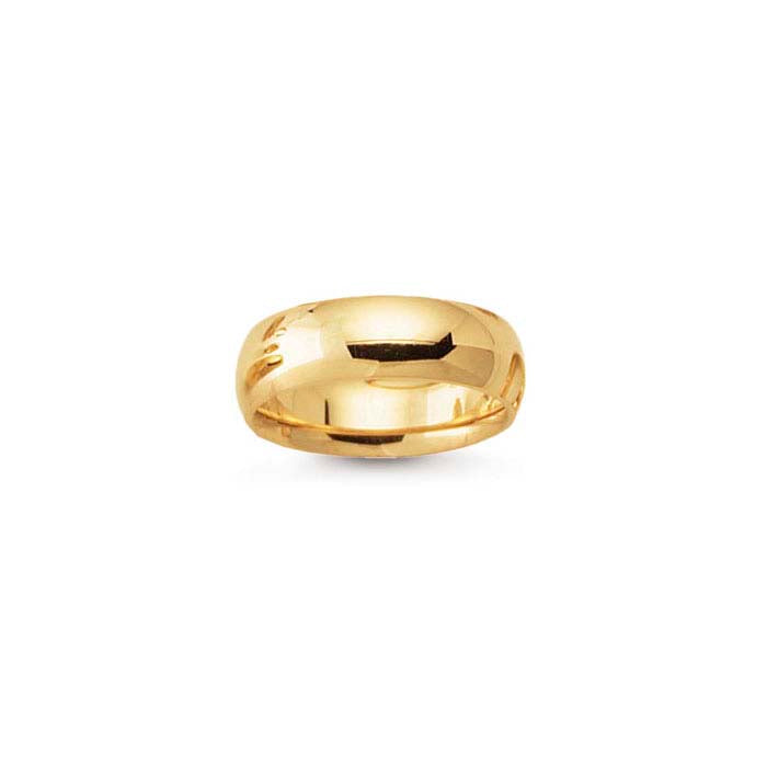 Nordt 14K Yellow Gold 6mm Comfort Fit Heavyweight Half-Round Wedding Band