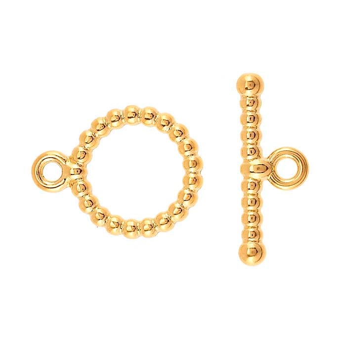 14K Yellow Gold Beaded Toggle Clasp