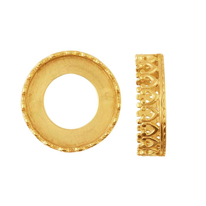 14K Yellow Gold 8mm Round Gallery Wire Bezel Cup Setting
