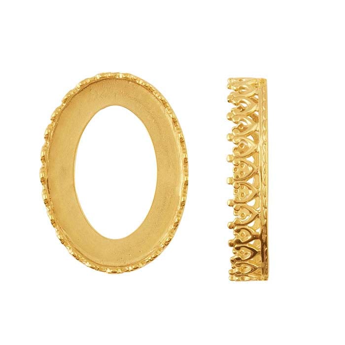 14K Gult Gull 10 x 8mm Oval Galleri Tråd Bægerinnfatning