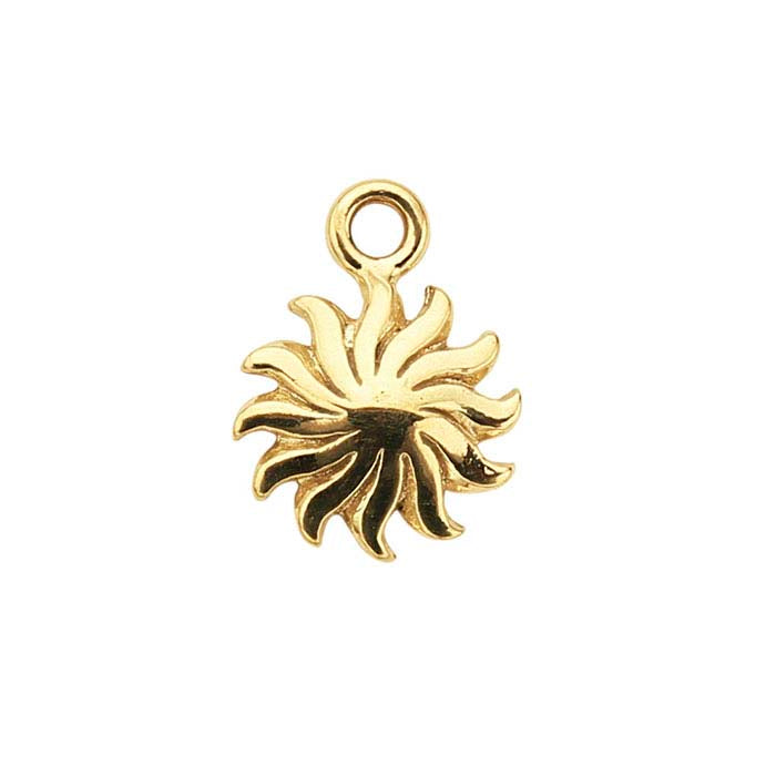 14K Yellow Gold Sunburst Charm