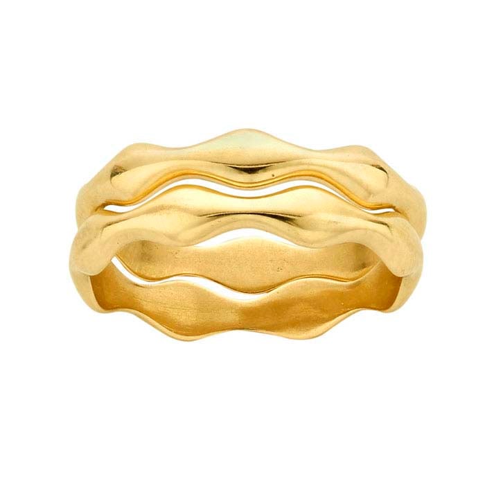 14K Yellow Gold Stackable Wide Wave Ring