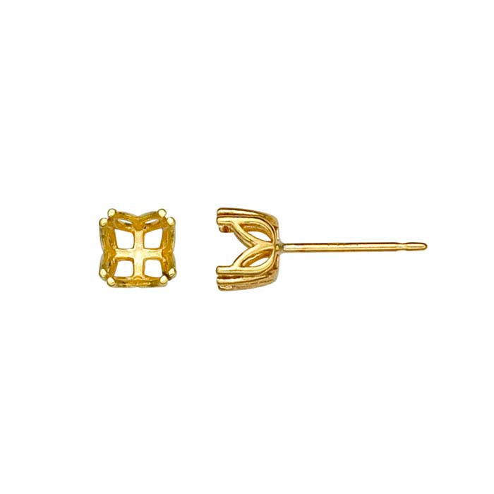 Montagem de Brincos com Pino de 5mm em Ouro Amarelo 14K Pré-Ranhurado