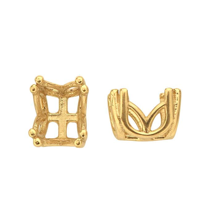 14K Yellow Gold 6 x 4mm Oval Pre-Notched Double-Prong 4-Prong Setting