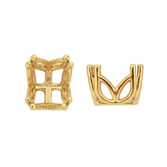 14K Yellow Gold 7 x 5mm Oval Pre-Notched Double-Prong 4-Prong Setting