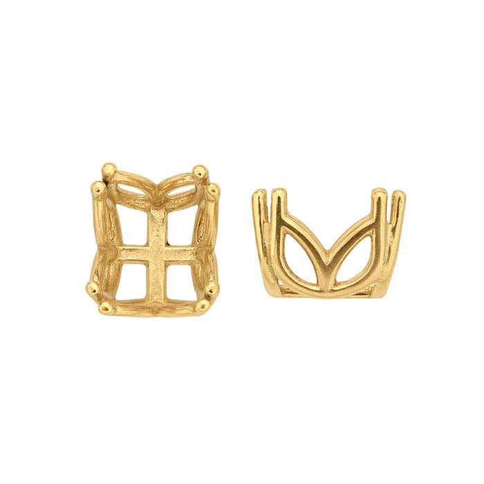 14K Yellow Gold 8 x 6mm Oval Pre-Notched Double-Prong 4-Prong Setting