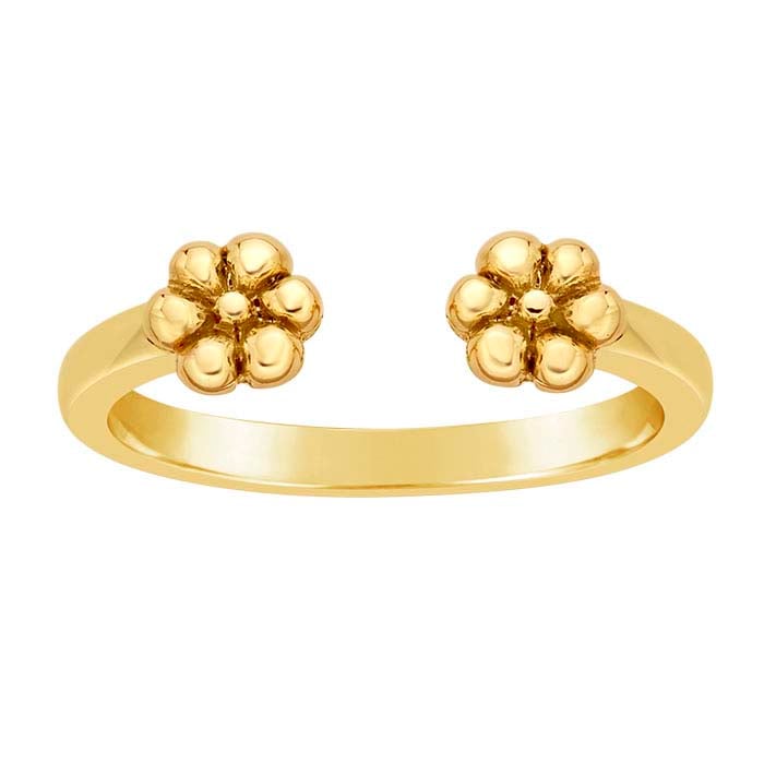 14K Yellow Double Flower Ring