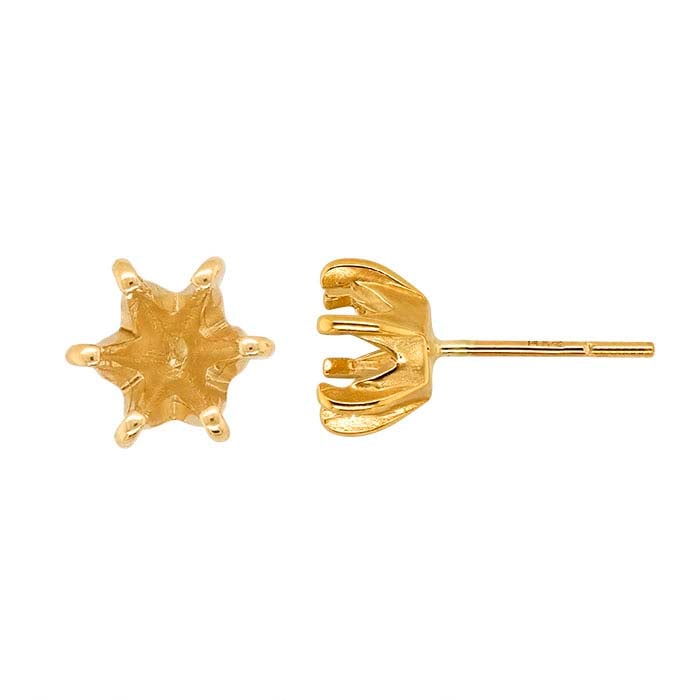 14K Yellow Gold 5mm Hexagon ReadySet™ Post Earring Mounting