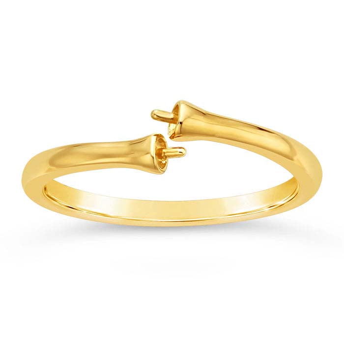 14K Yellow Gold Bypass Double Pearl Ring Mounting