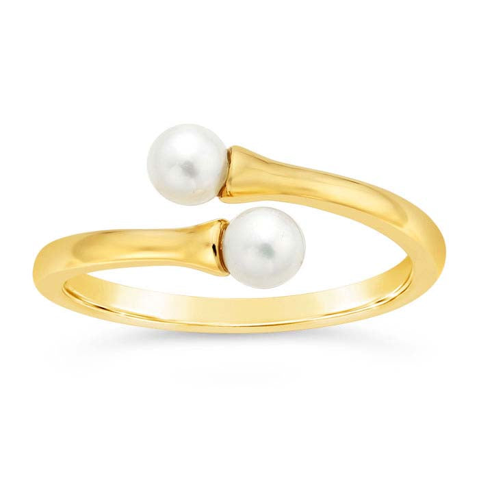14K Yellow Gold Bypass Double Pearl Ring Mounting