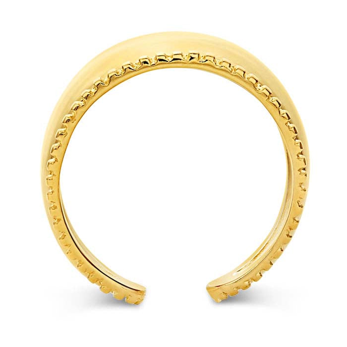 14K Yellow Gold Tapered Ring with Beaded Edge