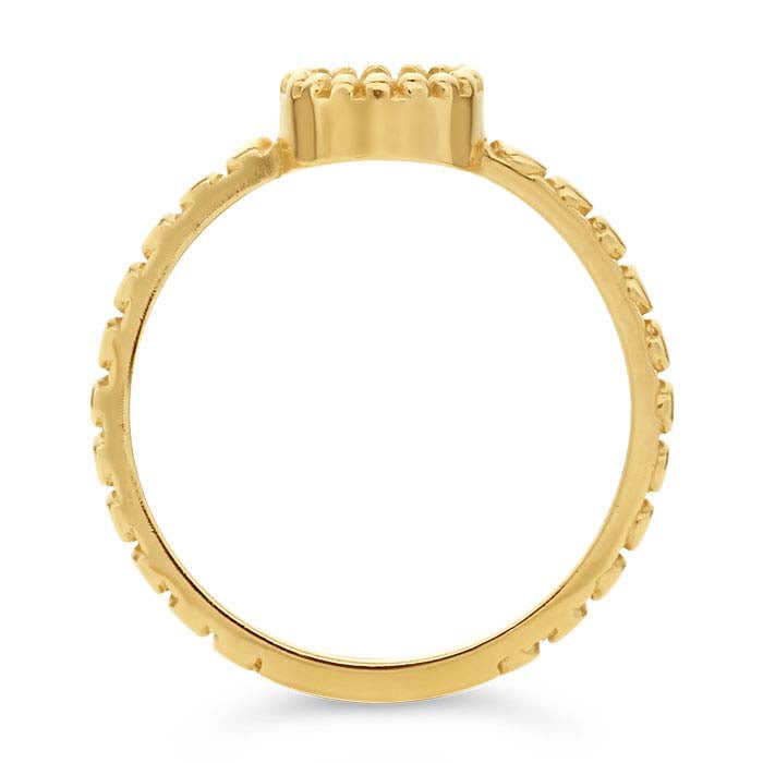 14K Yellow Gold Beaded 7 x 5mm Oval Ring Mounting