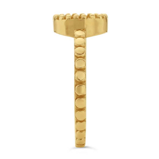 14K 옐로우 골드 비드 7 x 5mm 타원형 반지 마운팅