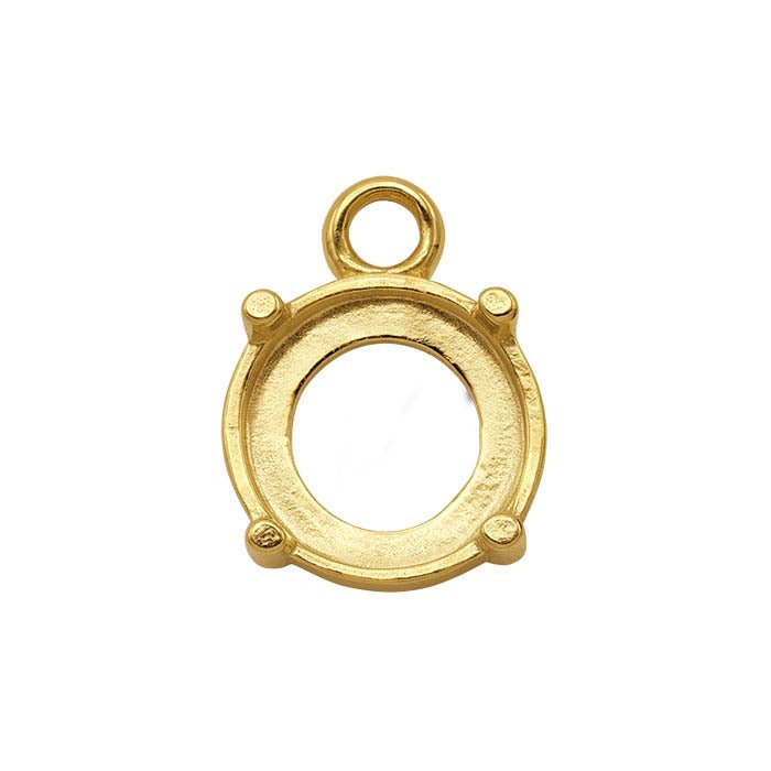 14K Yellow 10mm Round Cabochon Component Mounting with Ring
