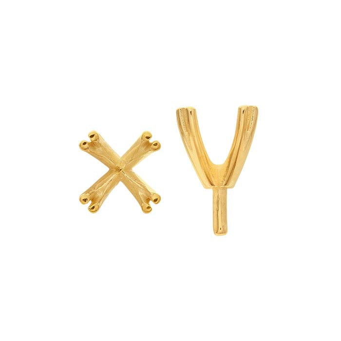 14K Yellow Gold 5mm Round Double 4-Prong Setting with Peg