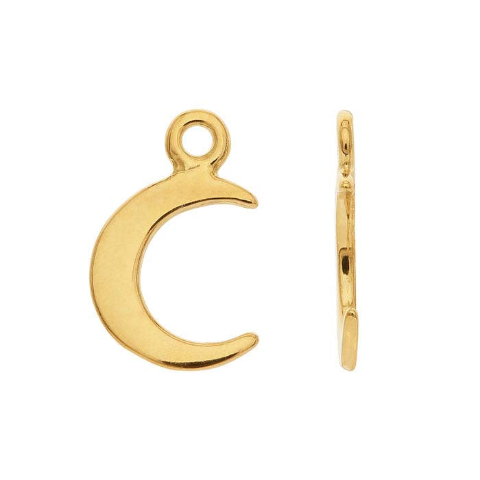 14K Yellow Gold Crescent Moon Charm