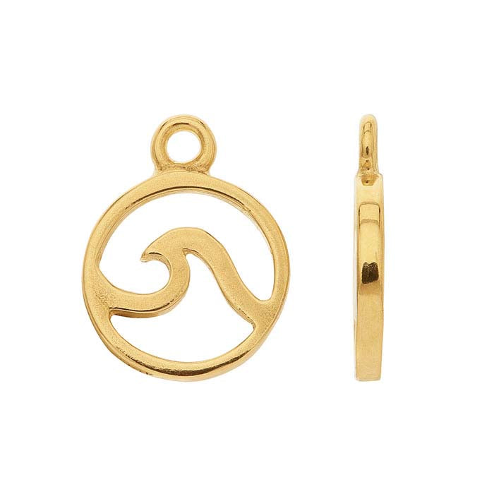 14K Yellow Wave Charm