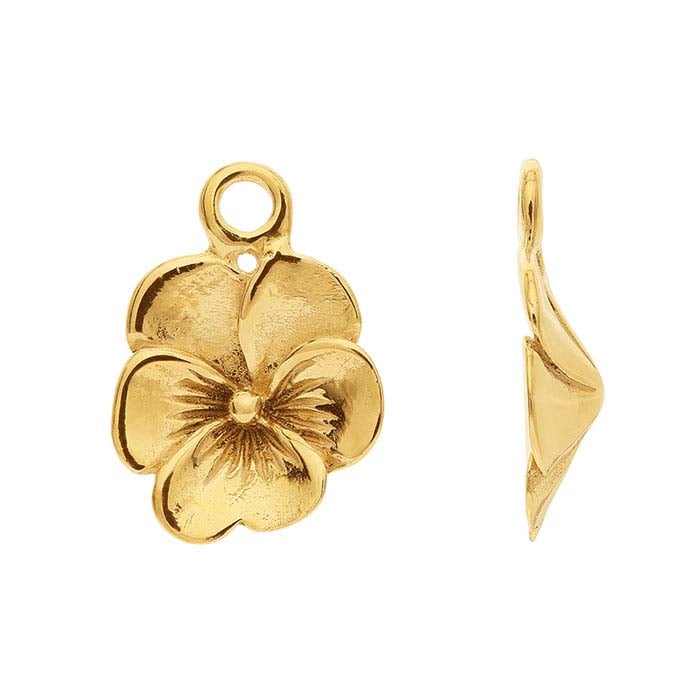 14K Yellow Gold Pansy Flower Charm