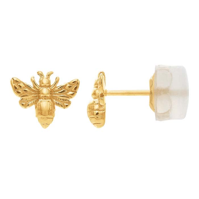 14K Yellow Gold Bee Post Earring