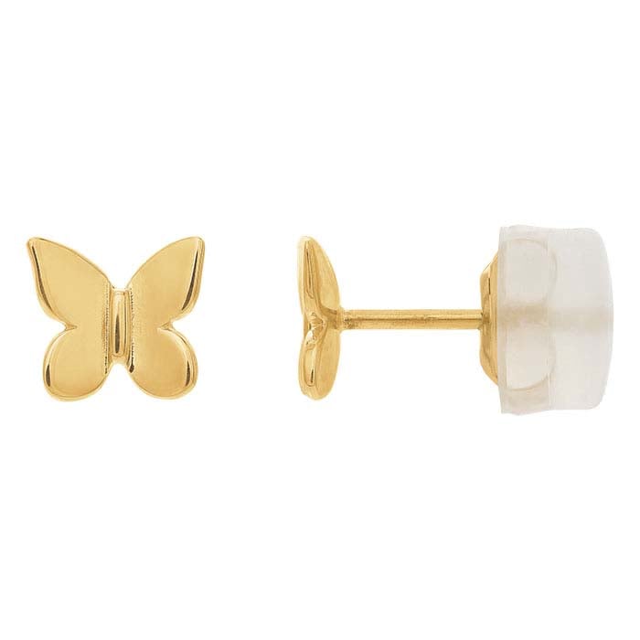 14K Yellow Gold Butterfly Post Earring