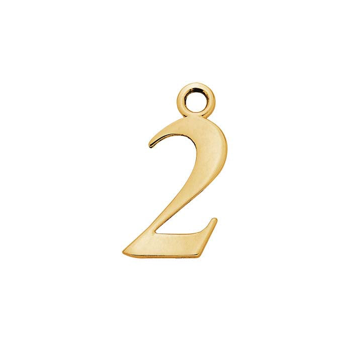 14K Yellow Gold Number Charm, "50.8 mm
