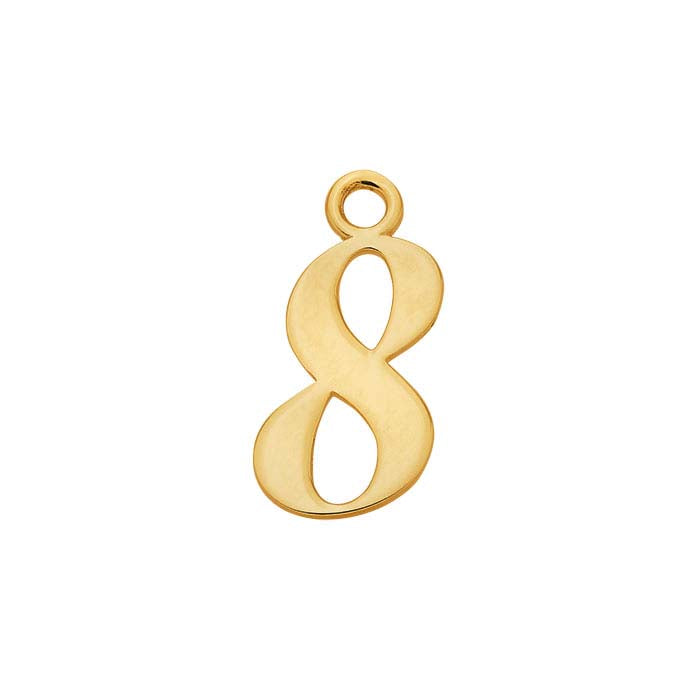 14K Yellow Gold Number Charm, "203.2 mm