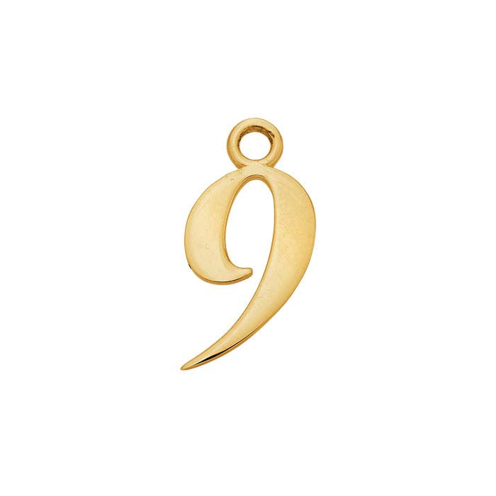 14K Yellow Gold Number Charm