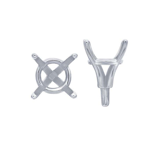 14K White Gold 4mm Round 4-Prong Setting with Peg