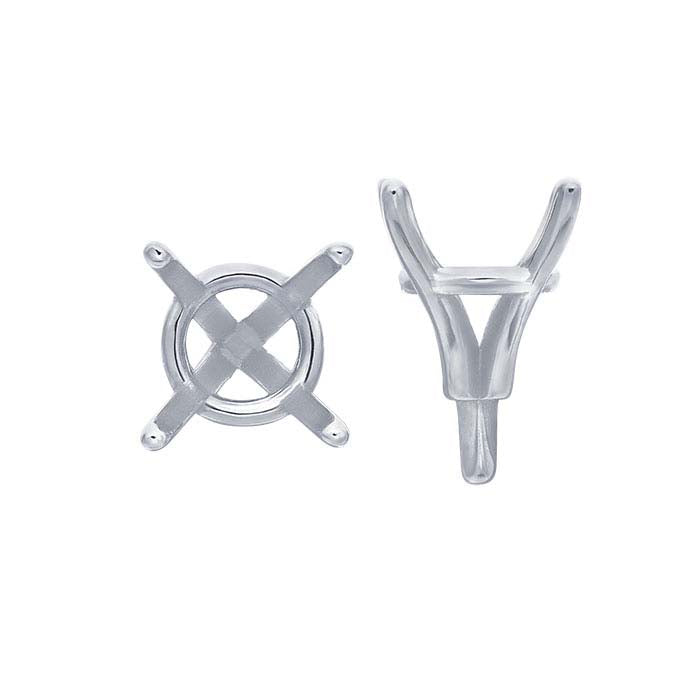 14K White Gold 1.5mm Round 4-Prong Setting with Peg