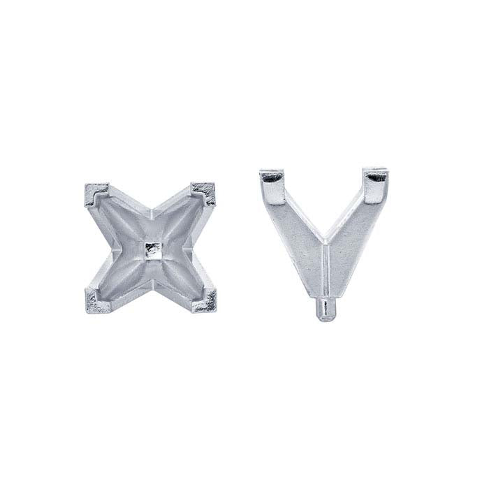 14K White Gold 6mm Princess 4-Prong Setting with Peg