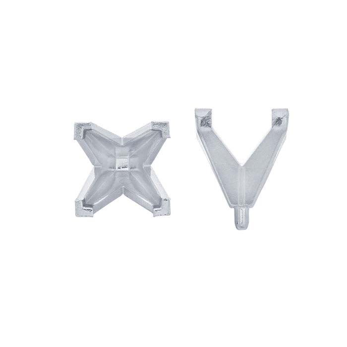 14K White Gold 9mm Princess 4-Prong Setting with Peg