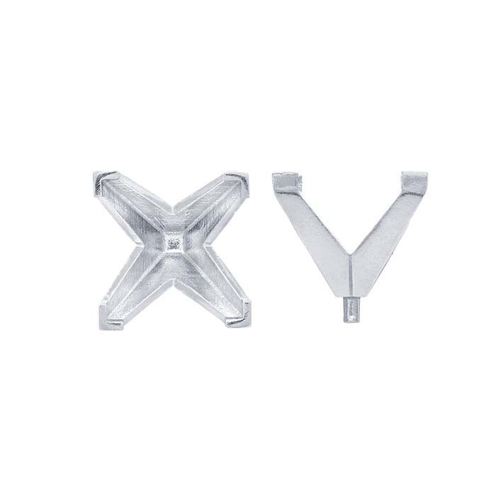 14K White Gold 10mm Princess 4-Prong Setting with Peg