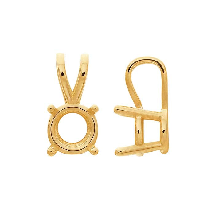 14K Yellow Gold 4.5mm Round Basket Pendant Mounting